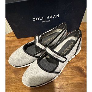 Cole Haan Zerogrand‎ Mary Jane Shoes, Size 9, Heathered Grey Jersey